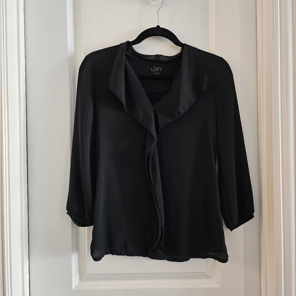 Ann Taylor Loft Black Flowy Blouse XS
